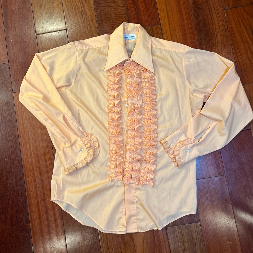 Lion of Troy 70s Peach Ruffled Dress Shirt